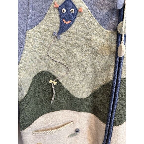 GIESSWEIN~WOOL Austria EMBROIDERED Jacket SWEATER Sz 12‎ Kite Tree - Picture 3 of 6
